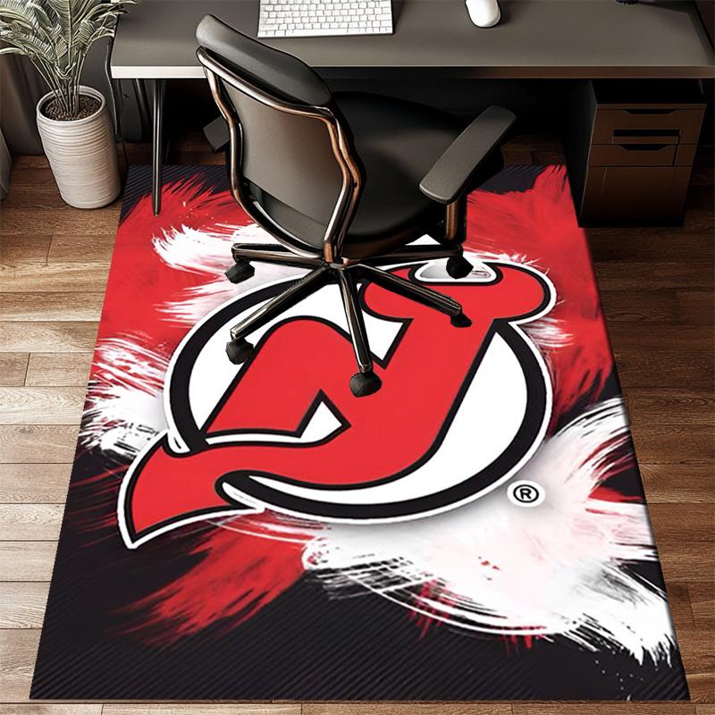 Jersey Devils Logo Floor Mat for Living Room, Game Rooms, Office, Bedroom, Office Floor Mat Playful Design, Christmas Fan Gifts