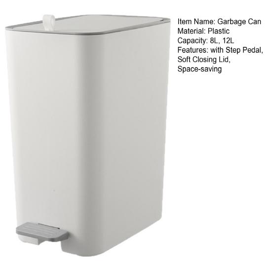 Slim Bathroom 3 Gal Garbage Can with Trash Can 2 Gal/ Lid Soft Close Pedal Bin