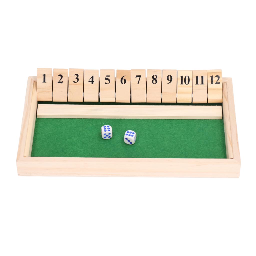 Dice Board Game Portable Party Funny Wooden 12 Numbers Flip Tiles Game Toy for Bars KTV Tea House