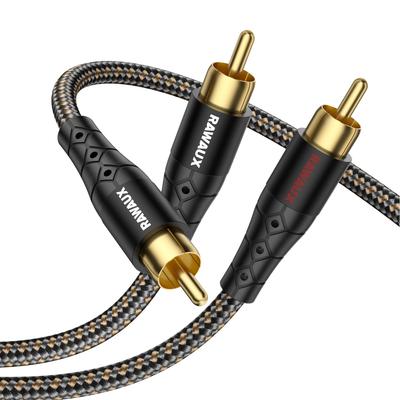 RAWAUX Cabo Divisor RCA RCA 1 Macho para 2 Machos de Áudio com Coaxial Estéreo Mono para Vermelho e Branco Banhado a Ouro 24K para e Cabo de Home Theater, 2M, Tipo Y