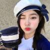 Letter Embroidery Sailor Hat Japanese School Style White Uniform Beret Hat Ribbon Octagonal Cap Sweet Bowknot Tie Uniform Hat
