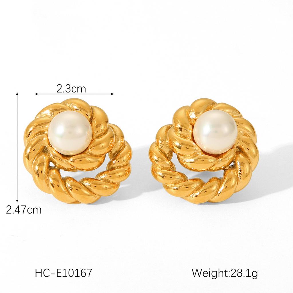 French Luxury Pearl Earrings Titanium Steel Ear Studs Minimalist High-End Fashion Earrings for Women