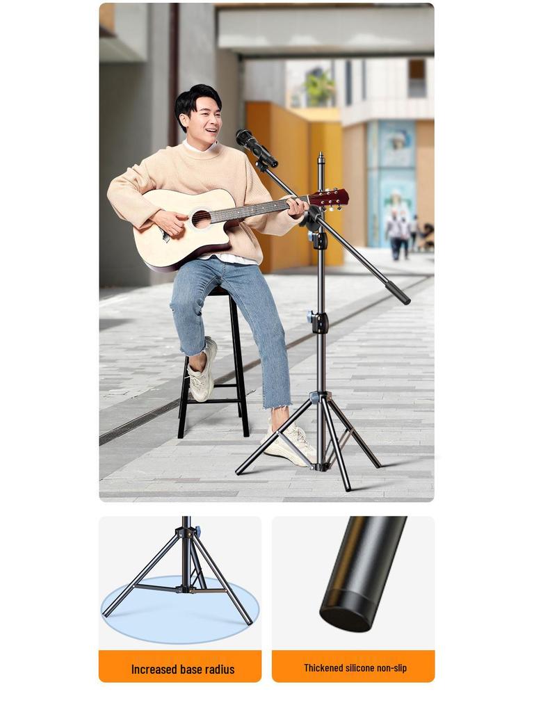 Universal Floor-Standing Metal Microphone Stand with Retractable Clip