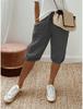 Pantaloni scurți casual din amestec de bumbac și in cu talie elastică și buzunare