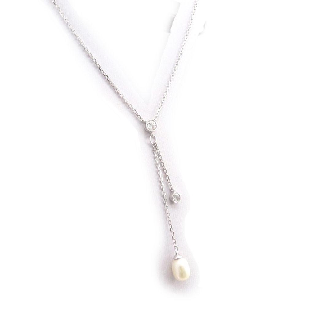 Les Trésors De Lily [J9559] - White 'Sissi' Silver Necklace