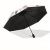 Automatic Folding Umbrella The Umbrella Features an Artistic Design of Large  and Gray Feathers. Portable Collapsible Design,