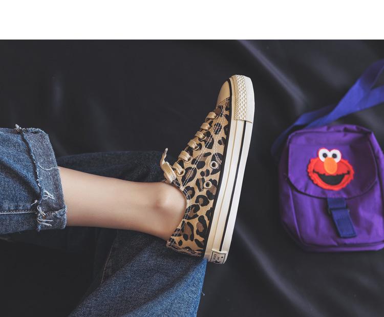 2019 Spring Women's Leopard Print High-Top Canvas Sneakers - Korean Style Harajuku Ulzzang