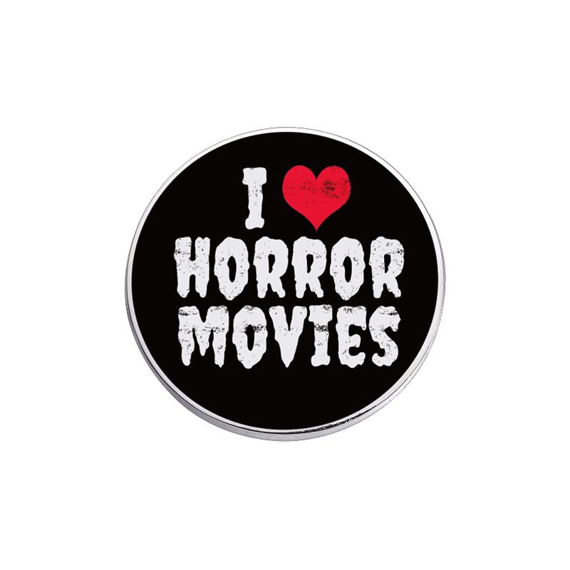Punk UV Printing Design Pins I Love Horror Movies Brooches Clothes Lapel Badge Backpack Halloween Jewelry Gift For Friends
