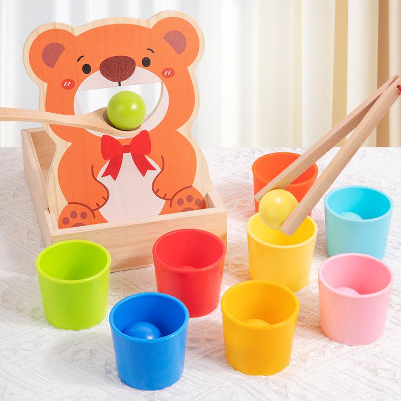 Montessori Baby Concentration Training Set: Ball, Cups, Color Recognition, Matching, Spoon, Hand-Eye Coordination Toy