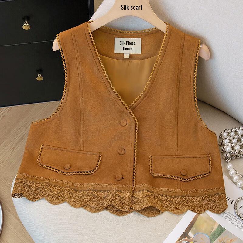 Sylvaire Women's Retro Lace Patchwork Vest