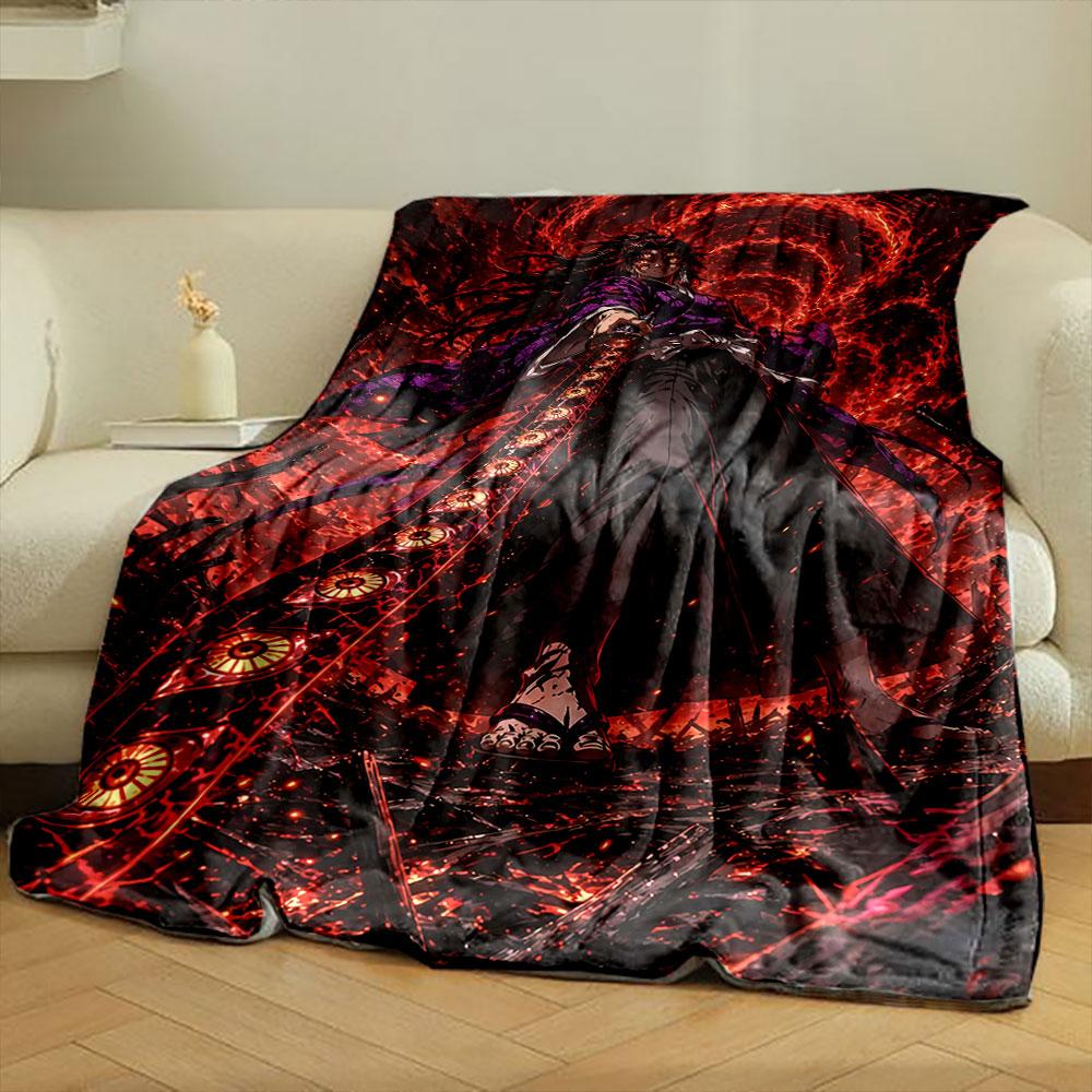 Fiery Vortex Background with Glowing Sword and Intense, Dynamic Figure. for All Seasons Blanket Lunch Break Throw Gift