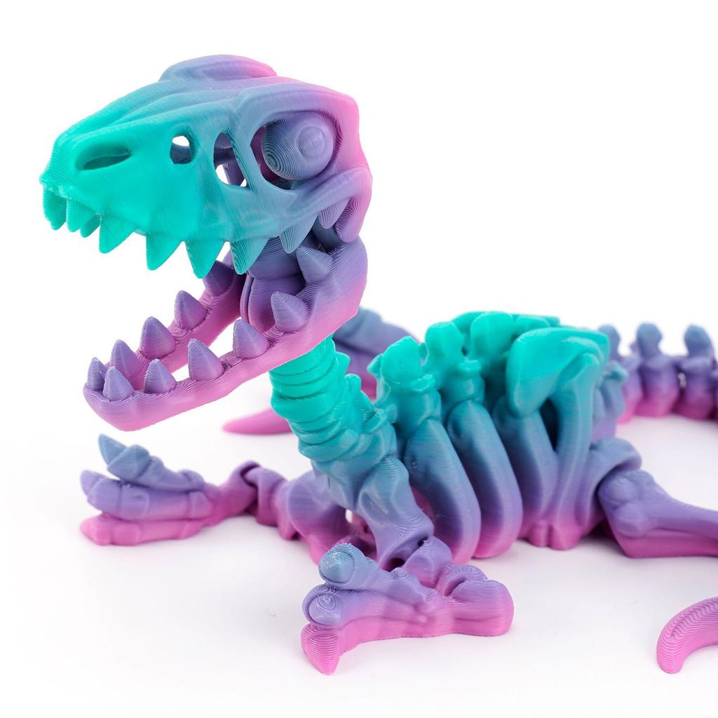 3D Printed Articulated Raptor Skeleton Figurine Dinosaur Bones Poseable ModelToy For Home Office Decors and Collector