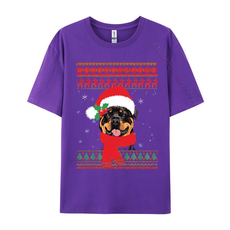 Graphic T Shirts Men Cotton Ugly Christmas Rottweiler Santa Hat Tshirt Mens Tshirt Premium Quality Unique Art Tees