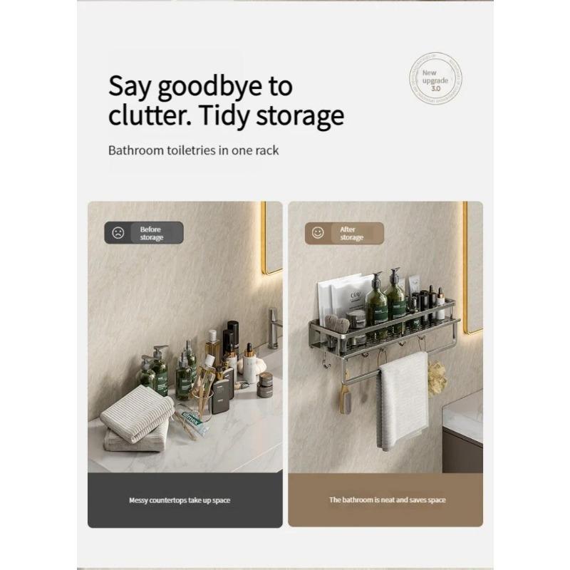 Koupelnový stojan Koupelnová polička Toaleta Prostor Hliník Závěsný stojan Koupelnový organizér Zavěsit na zeď