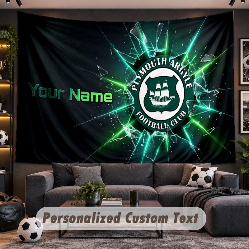 Wall Hanging Tapestry Custom NamePlymouth Argyle FC Pattern Personalized Printed Fabric Wall Decor
