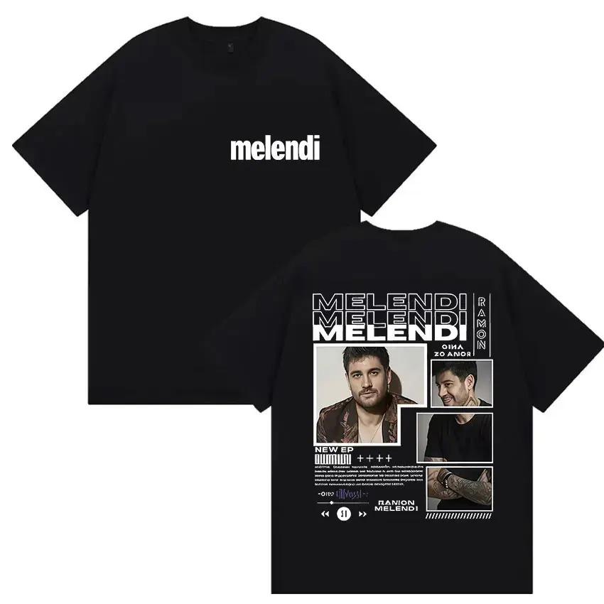 Rapper Melendi Tour 2025 Album Merch T Shirts Men's Vintage Gothic Oversized Cotton T-shirt Plus Size Streetwear Cotton Hip Hop