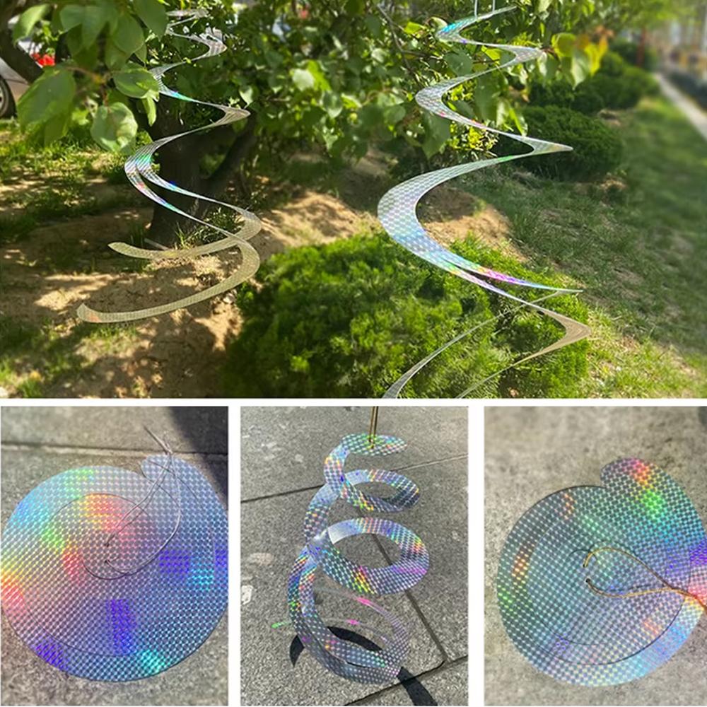 Nastro Riflettente a Spirale Anti Uccelli Nastro Repellente Acustico per Uccelli Repellente per Volpi Piccioni Nastri a Nastro per Controllo Parassiti