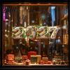 Storefront Holiday Decorations 2027 Gingerbread Christmas Static Window Clings Xmas New Year Decals with Winter Seasonal Glass Film Santa Snowman