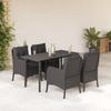 Vidaxl 5-Cz. Garden Furniture Set With Cushions, Black, Poly Rattan