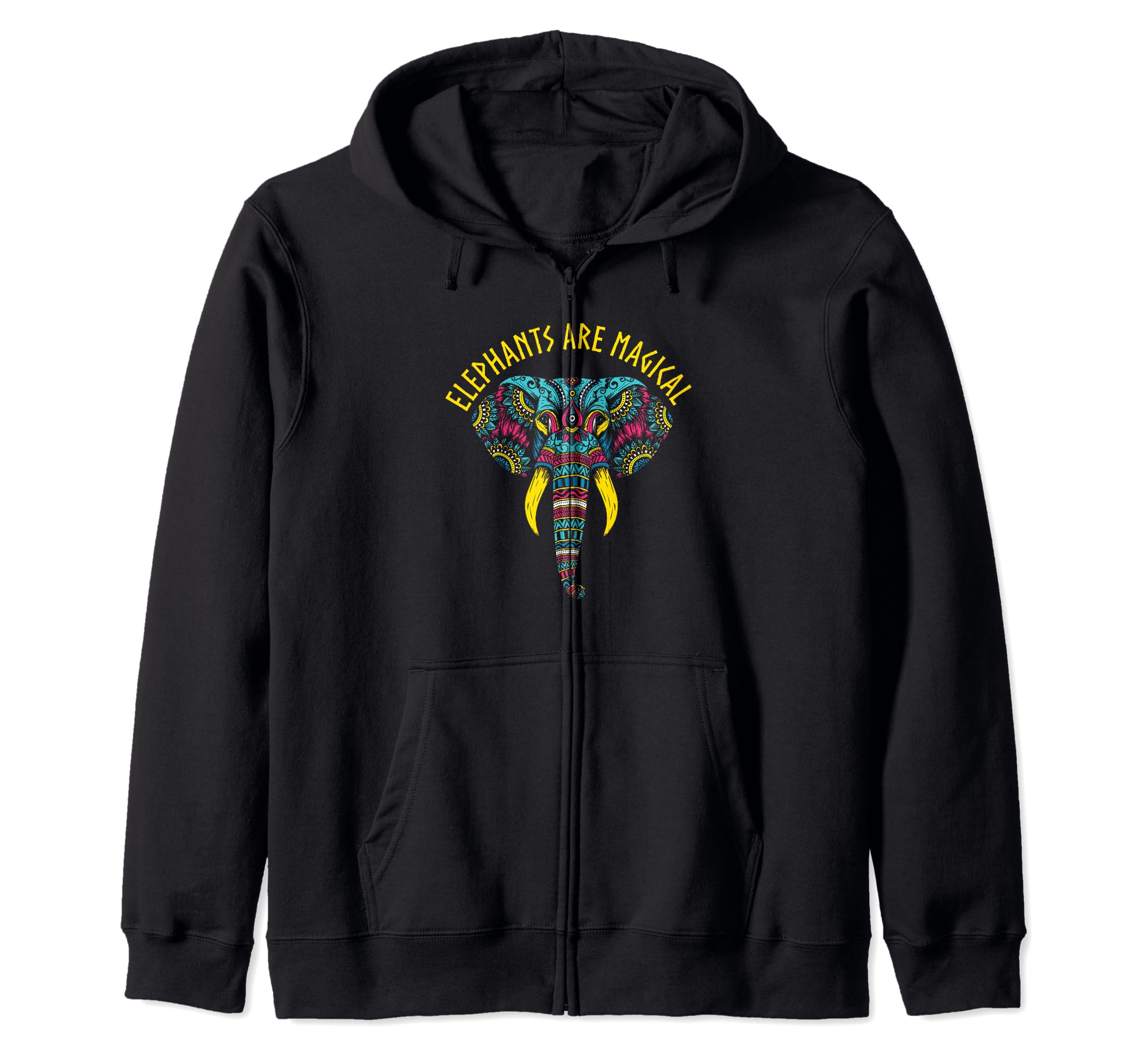 

Elephants are Magical Wildlife Elephant Fan Zip Hoodie чёрный