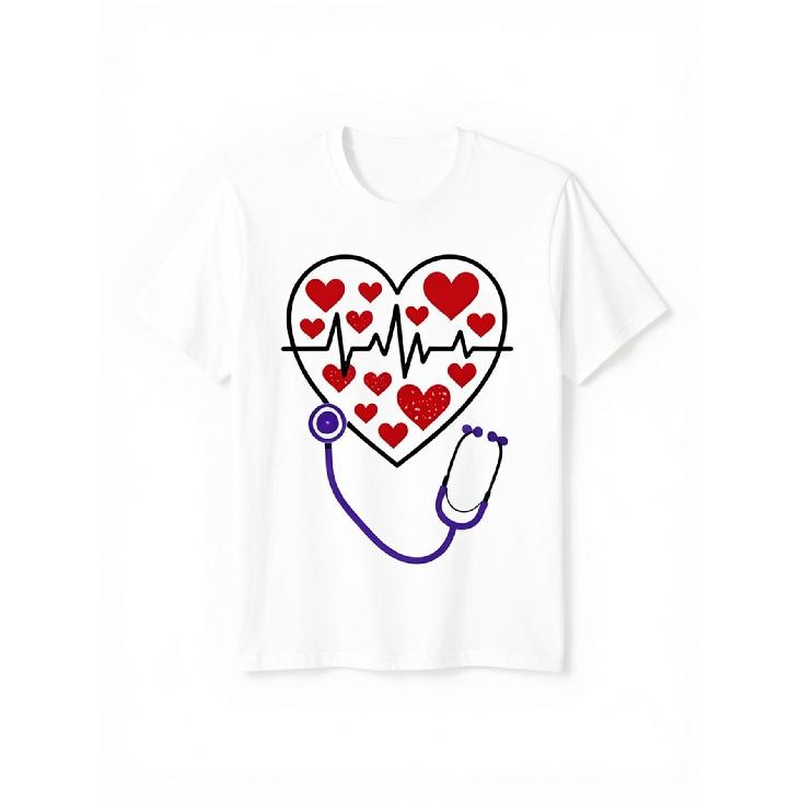 Valentine'S Day Heart Rate Electrocardiogram Tech EKG Nurse T-Shirt, Casual T-Shirt