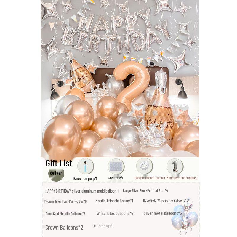 Romantic Birthday Surprise Decorations: Balloons and Background for Girls & Boyfriends