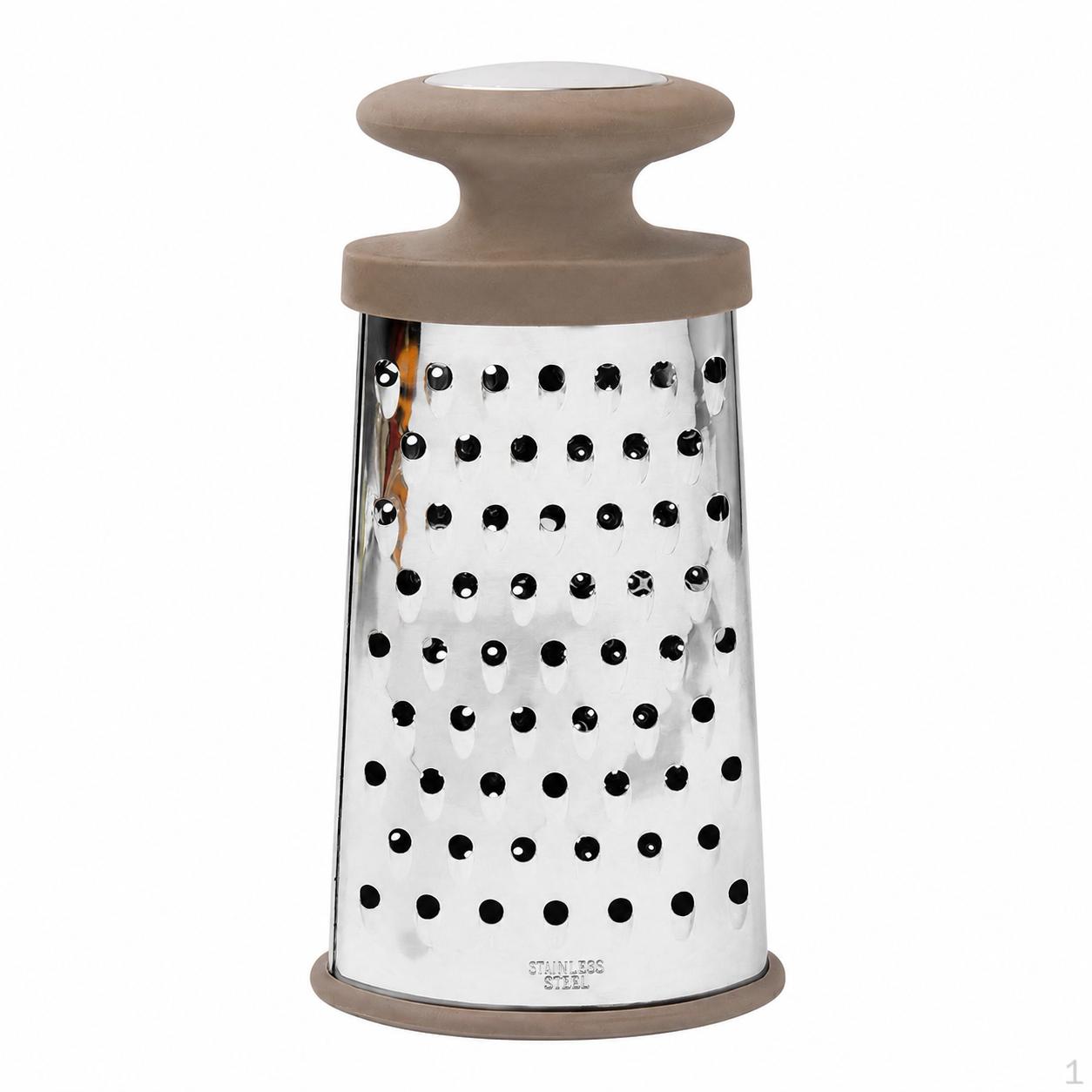 Stainless Steel Box Cheese Grater, Large Hand Grater for Vegetables & Ginger, Ergonomic Handle, Brown Brown