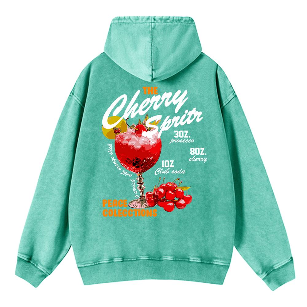 Fashion Womans Washed Hoodie The Cherry Sprits Printed Streetwears Warm Cotton Oversize Pullovers Autumn Winter Clothes