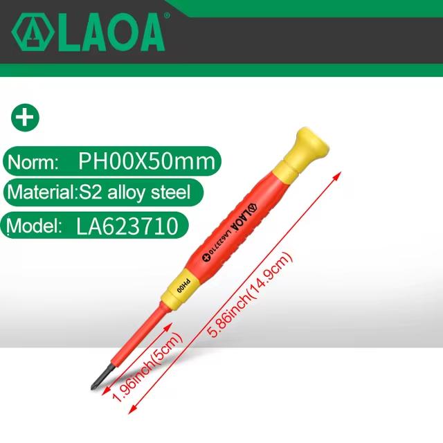 LAOA Insulated Precision Screwdriver a Cross Small Size Screwdriver To Remove Eyeglasses Clocks and Watches Cell Phone Notebook