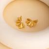 European Retro Geometric Leaf & Heart Stainless Steel Stud Earrings