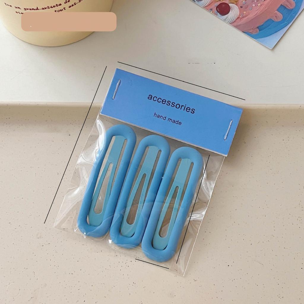 Épingles à cheveux simples givrées pour filles, 3 pièces, pinces à cheveux carrées, ovales, Triangle, pour enfants, épingles à cheveux, cliquez sur clac