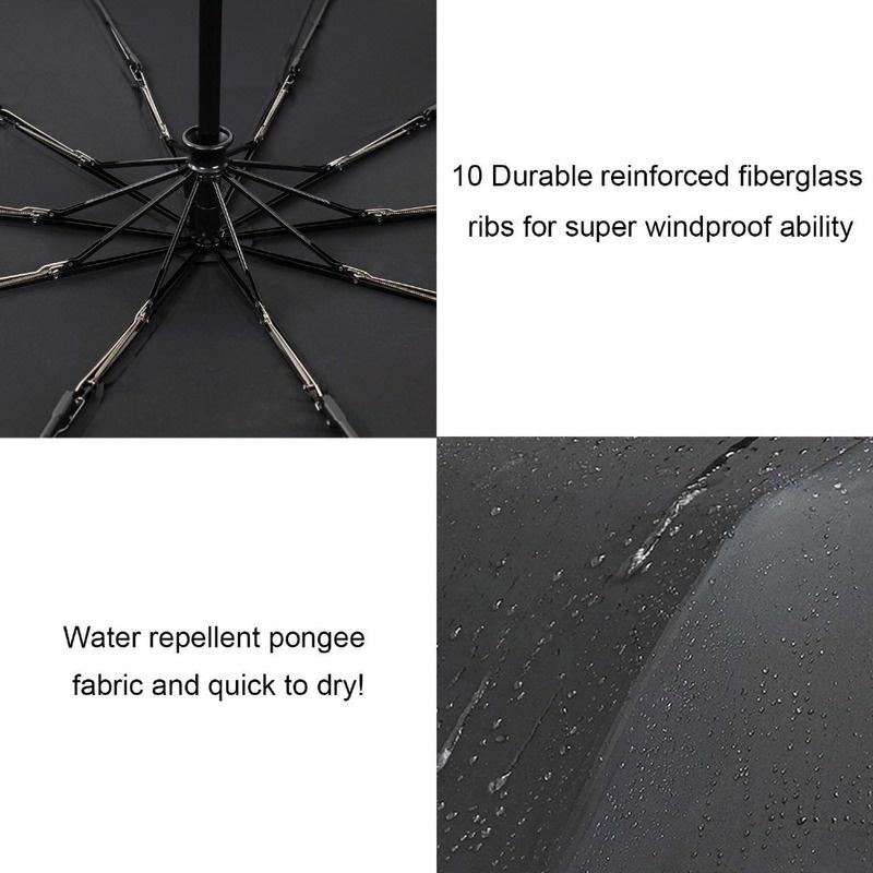 Wind Resistant Folding Automatic Umbrella Rain Women Auto Luxury Big Windproof Umbrellas Rain for Men Black Coating 10K Parasol