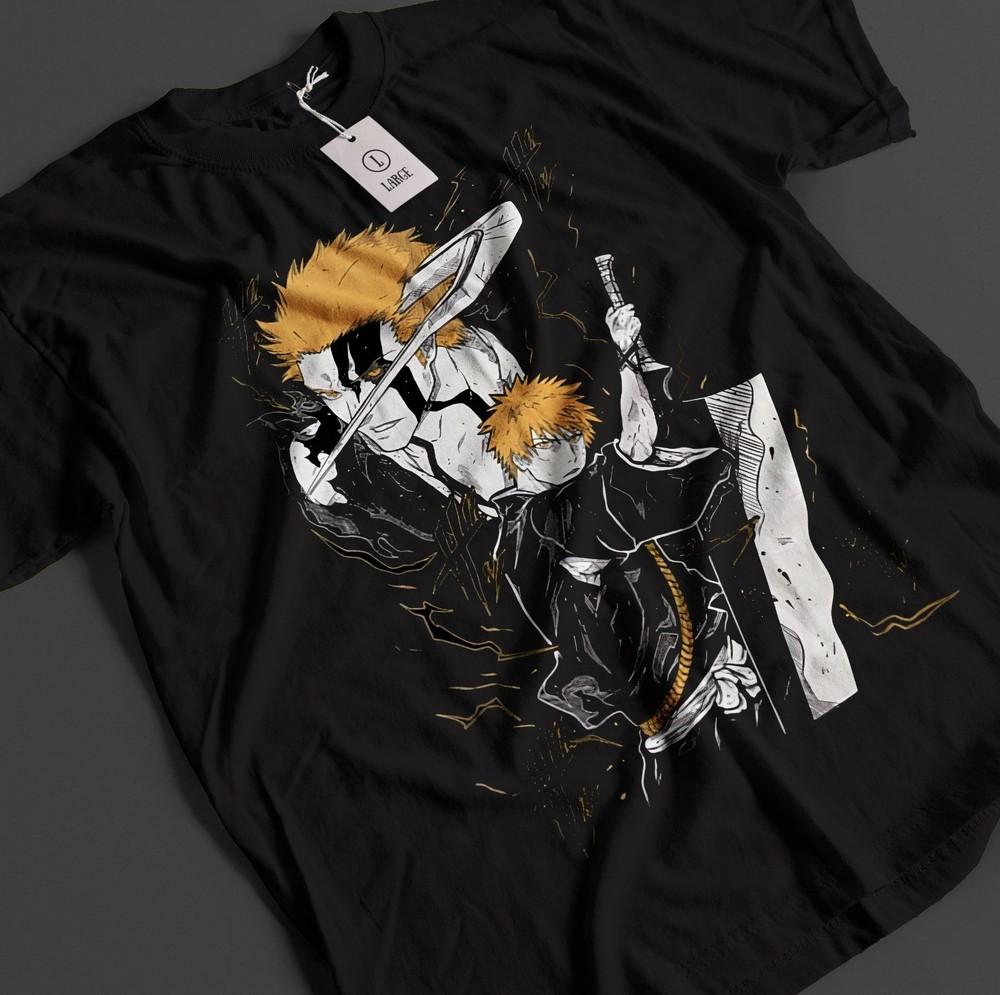 

Аниме футболка Блич Ичиго Банкай Футболка Бьякуя Футболка Айзен Зараки Унисекс футболка 4XL