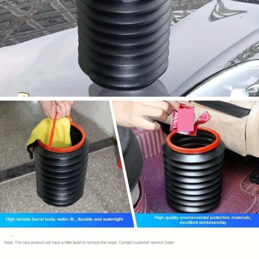 1PC Car Carrying Folding 4L Car Wash Trash Can, Portable Fishing Bucket, Umbrella Travel Retractable Storage Bucket, Outdoor Portable Trash Can