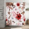 Luxury Floral Shower Curtain Waterproof Bathroom Decor Modern Design Red Poinsettia Green Flower Watercolor Print 72x84 Extra La