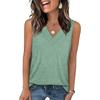 Women's V Neck Sleeveless Loose Fit Casual Solid Color Tank Top For Summer Daily Wear