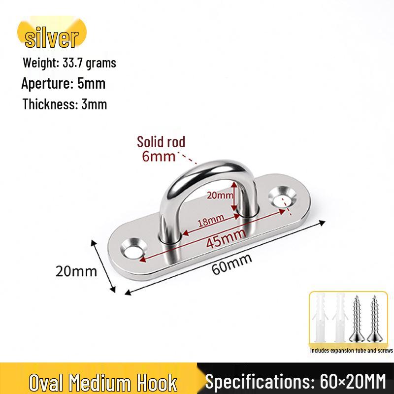 Heavy-Duty Stainless Steel Ceiling Hook with Pull Ring for Fans