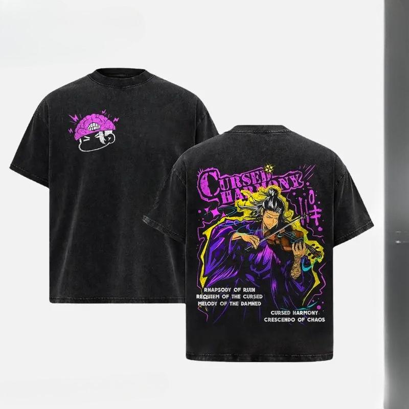 Hot Anime Jujutsu Kaisen Fushiguro Toji Print T-shirt Men Women Tshirts Cotton Clothing Retro Washed T Shirt Harajuku Male Tops