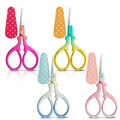 1Pc Sewing Embroidery Scissors with Artificial Leather Cover 3.6 Inch Stainless Steel Vintage Sewing Scissors for Needlework