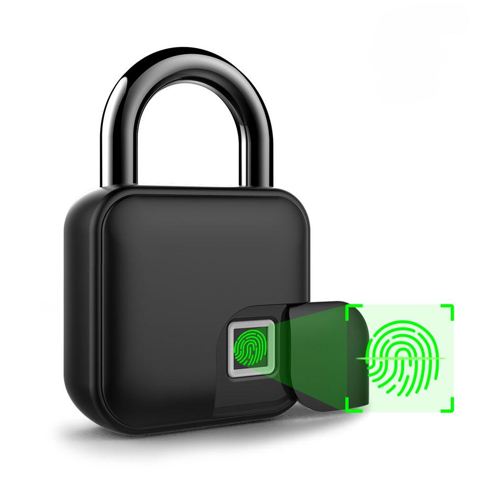 

L3 Smart Keyless Fingerprint Padlock Waterproof Anti theft Door Security Lock Rechargeable Luggage Case Lock black