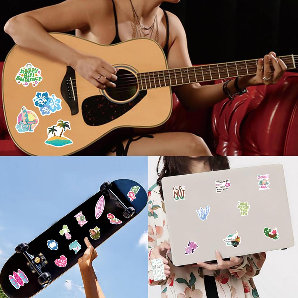 50 Coconut Girl Graffiti Stickers Guitar Laptop Suitcase DIY Waterproof Stickers
