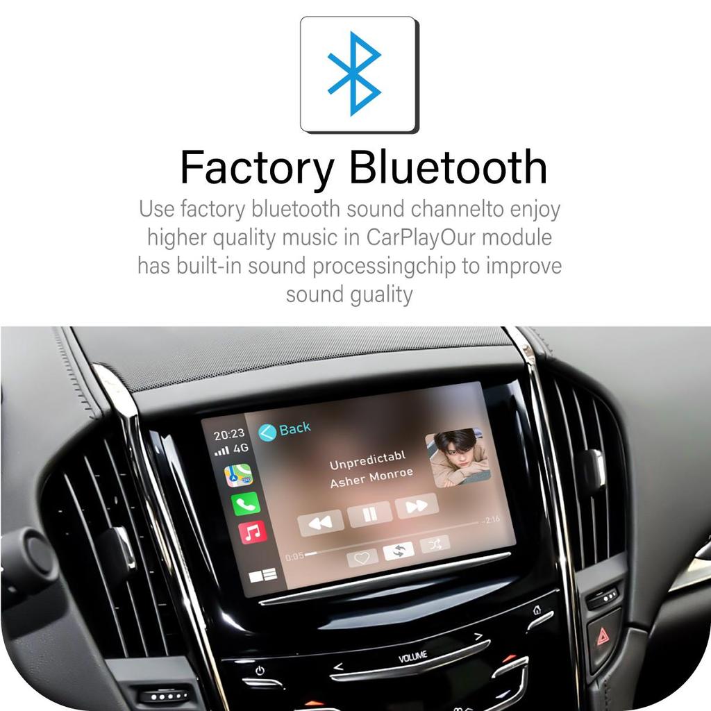 Sinairyu Wireless CarPlay Android Auto Mirror Link Kit Compatible For Cadillac CTS 2014-2015 AirPlay Car Play Function