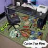 Custom Name Zombie Garden Battle Rug for Living Room, Game Rooms, Office, Bedroom, Floor Mat Playful Design, Fan Gifts Christmas Decor