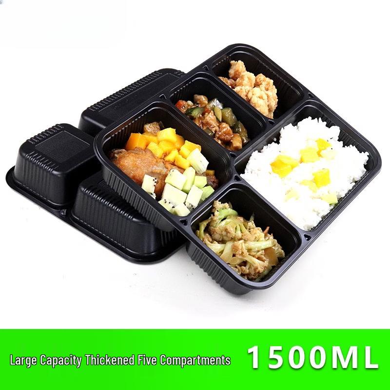 1100ml 5-Compartment Disposable Plastic Food Container