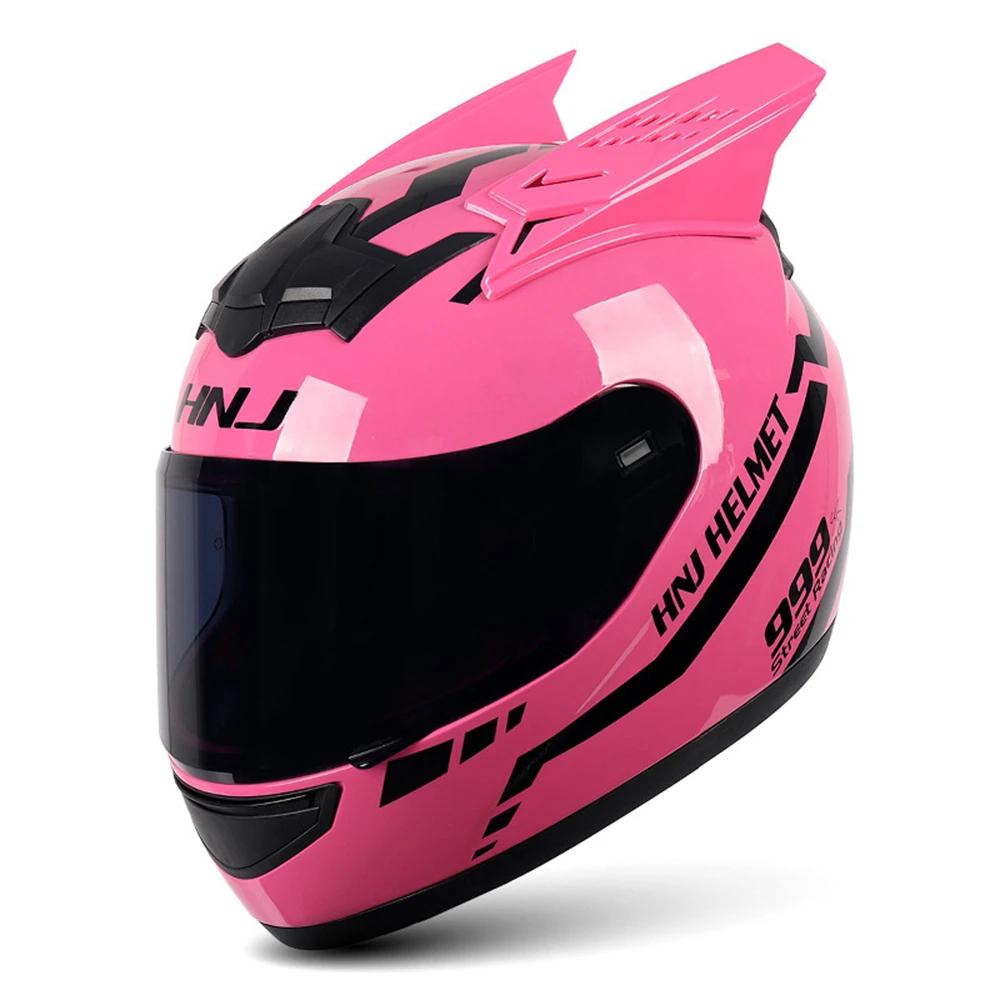 KEMIMOTO Full Face Motorcycle Helmet Cat Ear For Women Motocross Motorbike Men s Moto Helmet Breathable DOT Girlfriend Gift XS