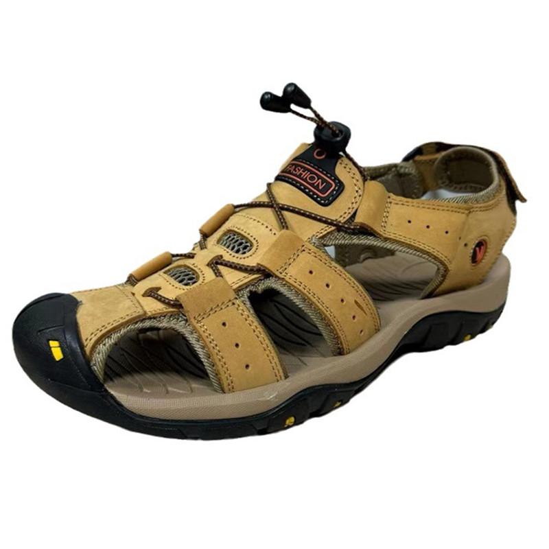 male Sandals summer leather sandals man beach and outdoor sandals casual summer shoes boy anti-slip man sandals plus size 38-48