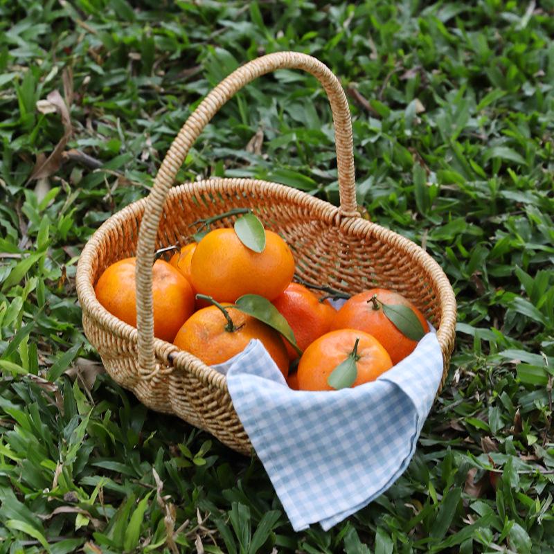 Rattan-Style Watermelon Basket for Shopping, Vegetables, Fruits, and Picnics