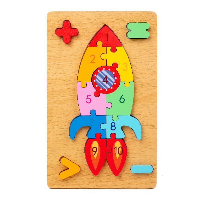 Wooden Early Education Cognitive Children Educational Toys Building Block Animal Traffic Shape Matching 3d Three-dimensional Puz