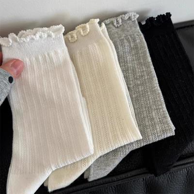 4pairs Women Hollow Lace Loose Socks Japanese Lovely Sweet Ruffle Cotton Lace JK Lolita Style Princess Socks High Quality Socks
