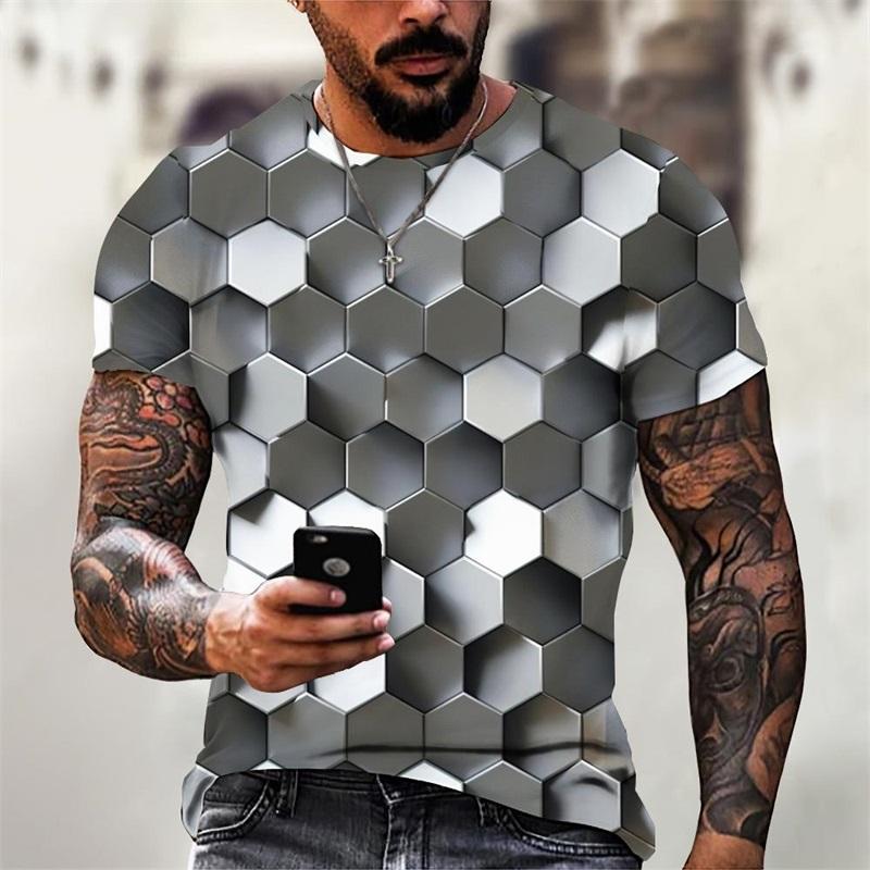 

Full Print Irregular Pattern T-Shirts For Men New In Fashion Designer Short Sleeved Oversized Top Tees Men s Casual Tshirts Top M